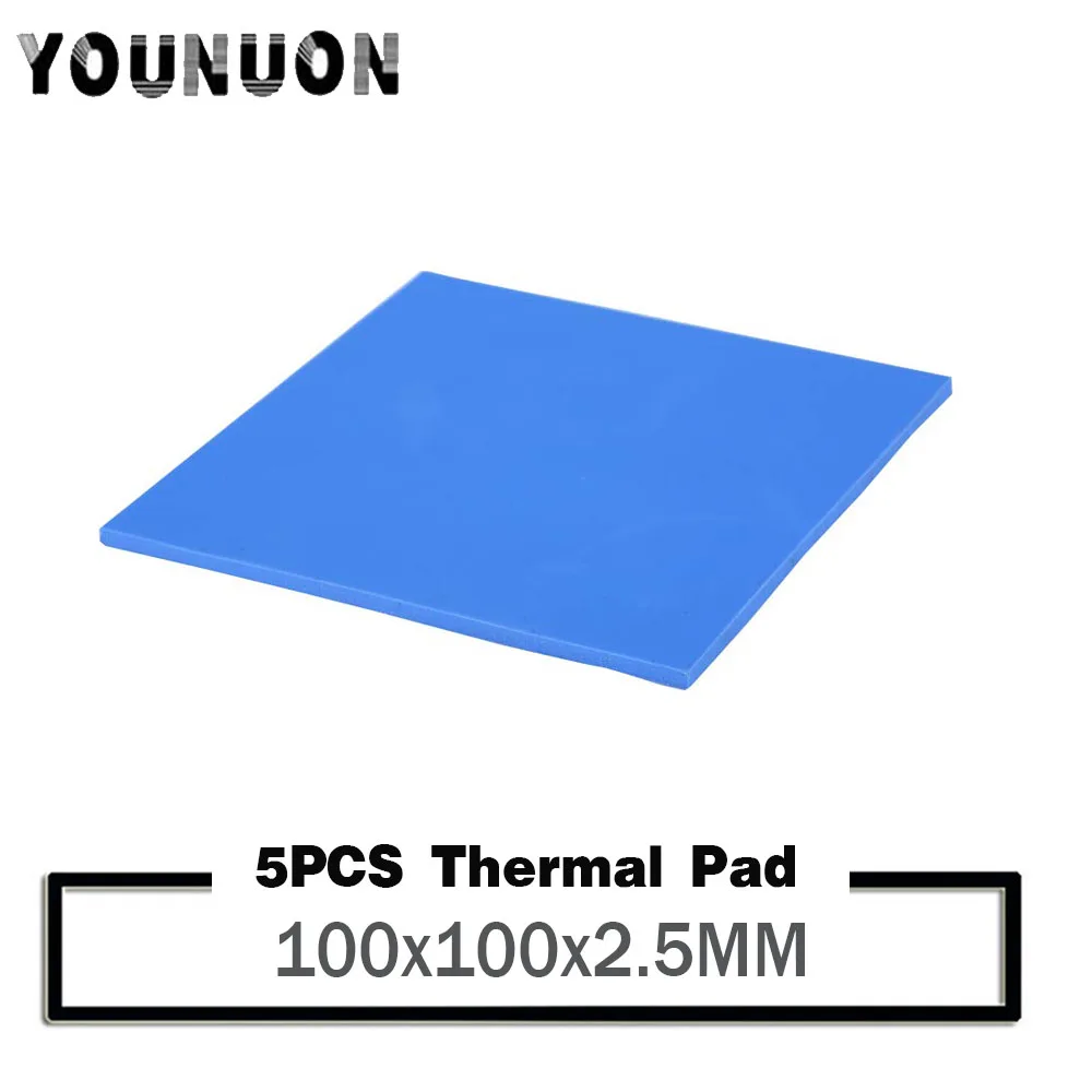 

5PCS Thermal Pad 100mm*100mm*2.5mm GPU CPU Heatsink Cooling Conductive Silicone Pad 2mm Thickness Heatsink Pad 100x2.5mm Pad