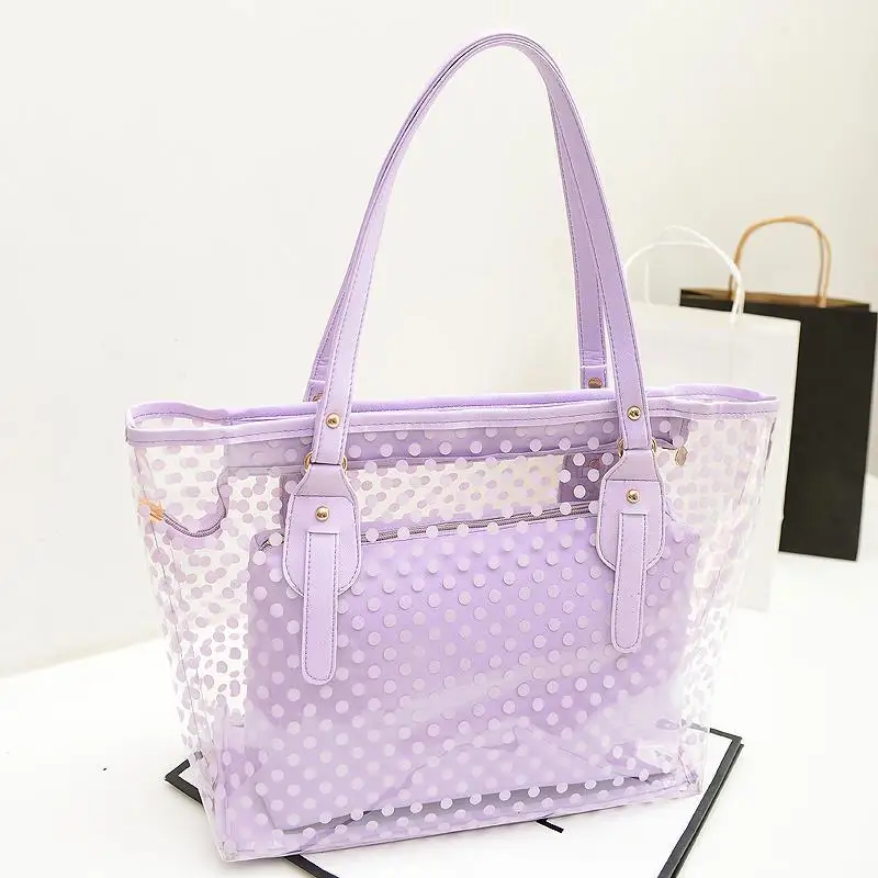 Saco de PVC transparente para mulheres, bolsa clara, bolsa de ombro de praia, impermeável, Point Jelly Sac, Crossbody Sac feminino