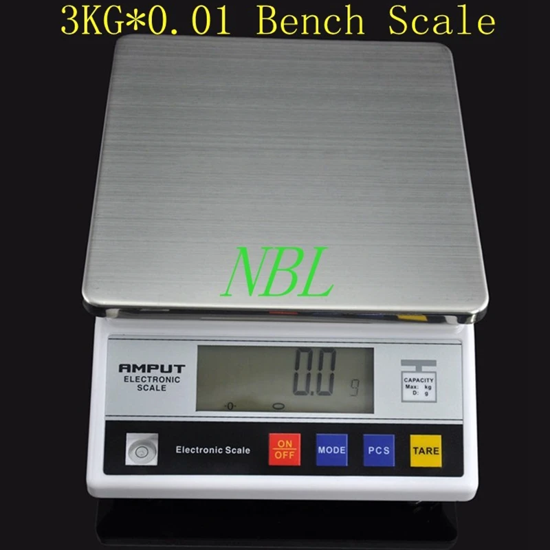 AMPUT 3kg 0.1g Electronic Table Bench Scale 5kg LCD Household Digital Kitchen Scales 10kg*0.1 Adapter Weight Balance 13 Units