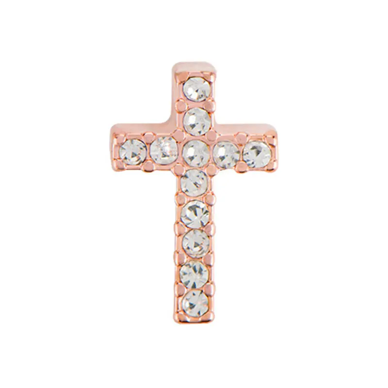 10pcs Rose Gold Color Crystal Inlay Cross Custom Floating Charms for Glass Locket