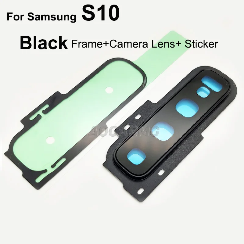 Aocarmo Voor Samsung Galaxy S10 Plus S10 + Achter Back Camera Lens Glas Met Frame Ring Cover Sticker Vervanging onderdelen