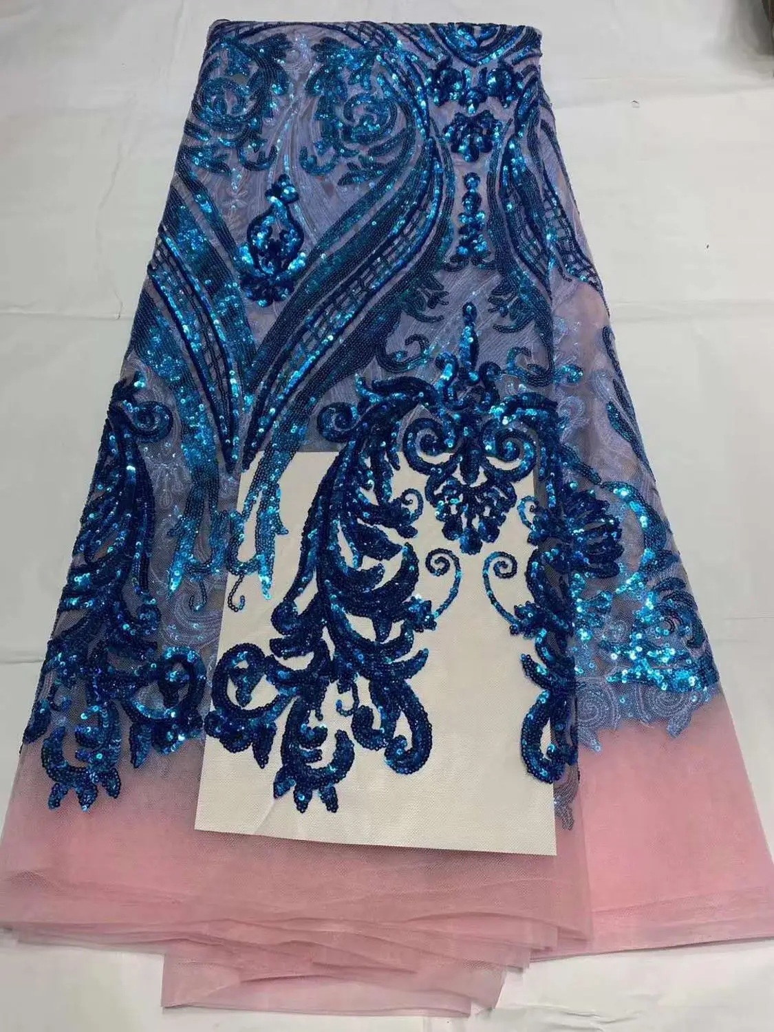 High quality Symphony sequin Dress/Wedding design fabric 2020 new sequin embroidery French mesh lace African sequin Nigeria lace