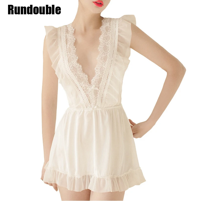 

Сексуальное женское нижнее белье с глубоким V-образным вырезом, Эротическая Пижама, кружевная Женская Прозрачная Черная атласная ночная рубашка без рукавов