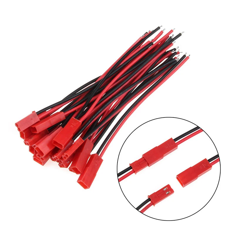 10 Pairs JST 2.54mm Pitch 2P Connector Plug Cable Male+Female 10CM/15CM Long 22AWG For RC Battery