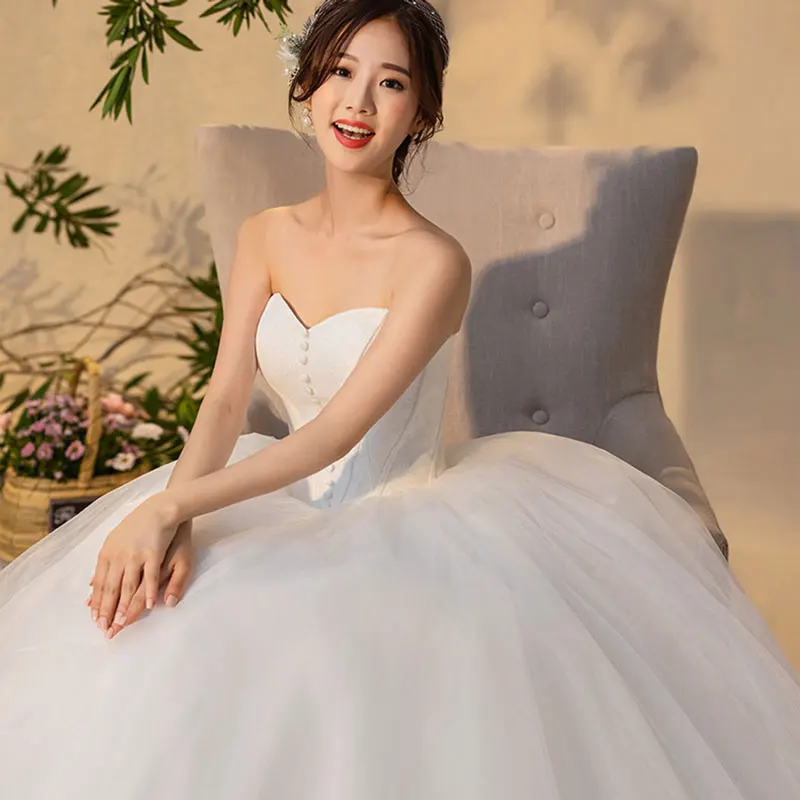 платье New Style Sexy Strapless Light Wedding Dress свадебное платье Vestido De Novia Bride To Be MF0164
