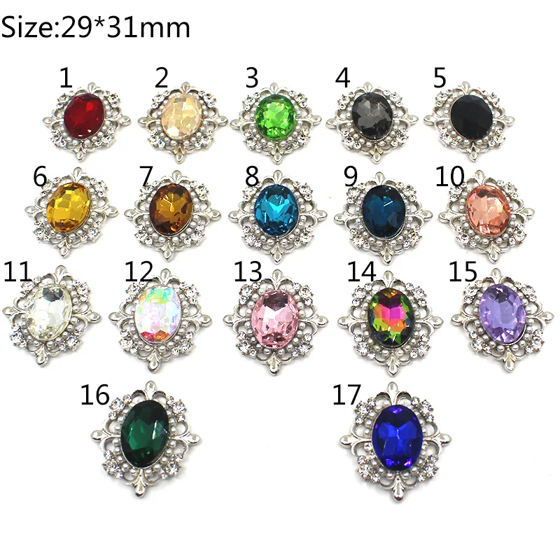 

5 шт. 29*31 мм овальные серебряные прозрачные хрустальные стеклянные пуговицы со стразами для одежды, свадебные Botones Decorativos, сделай сам, скрапбукинг, ремесло