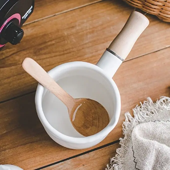 Milk Pot Pan Clay Cooking Classic Non Stick Mini Coffee Enamel Cast Iron Dutch Oven With Single Wooden Handle