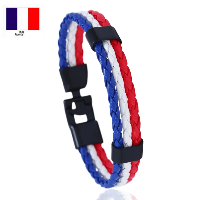 Men Charm Vintage Bracelet New Fashion Country Spain Flag Leather Bracelet Easy-hook Bracelets & Bangles Male Female Jewelry