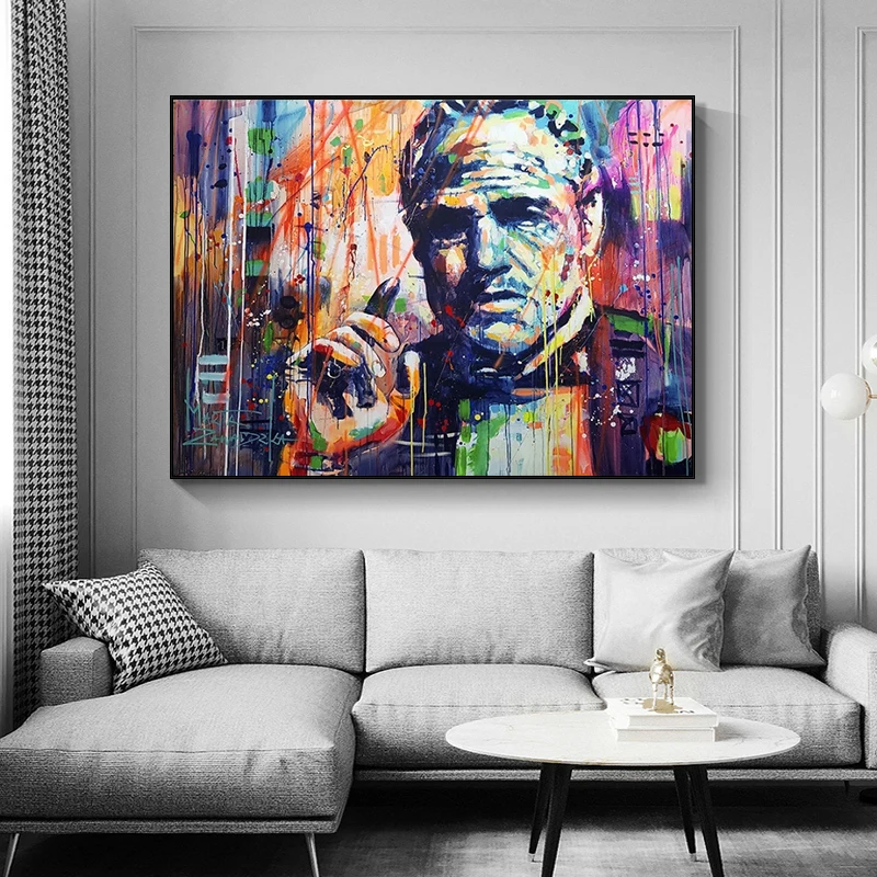 

Street Graffiti Art Godfather Canvas Painting Abstract Figure Prints and Poster Wall Art Picture for Living Room Home Decoration