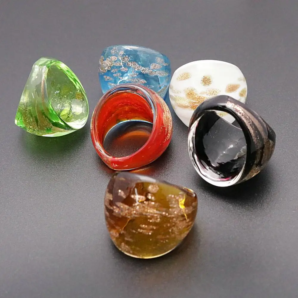 Sands Mur Speckle Way Glass Ring for Women - Red Black Blue Purple Color Options with Free Gift Box
