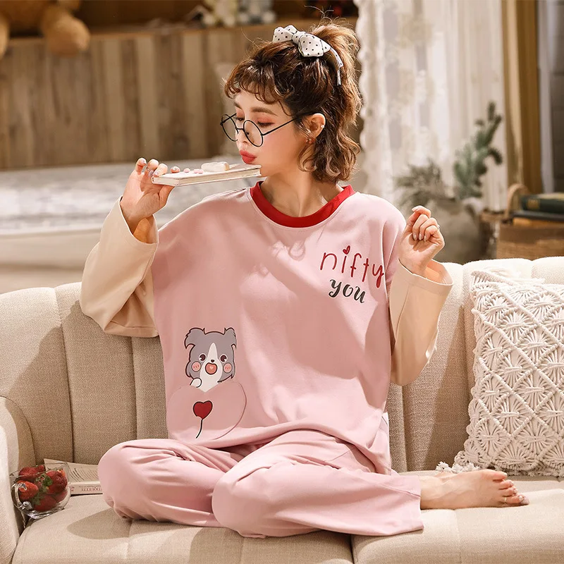 2022 Women Pajamas Sets Autumn Winter New Women Pyjamas Cotton Clothing Long Tops Set Female Pyjamas Sets NightSuit Mother Sleep