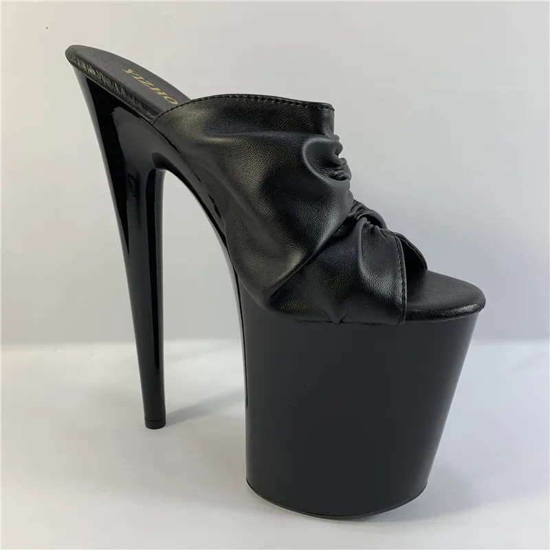 

20cm Lady Fashion High Heel Shoes Platform Black Pleated Slippers 8 Inch Sexy Clubbing Exotic Dancer Shoes