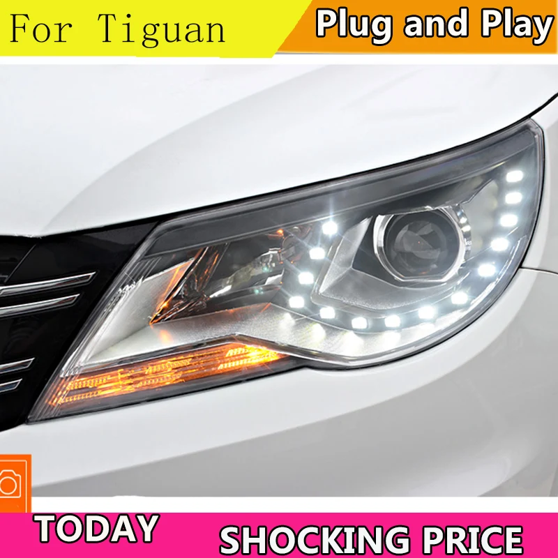 Car Styling for VW Tiguan Headlights 2009 2010-2012 Tiguan LED Headlight DRL Bi Xenon Lens High Low Beam Parking Fog Lamp