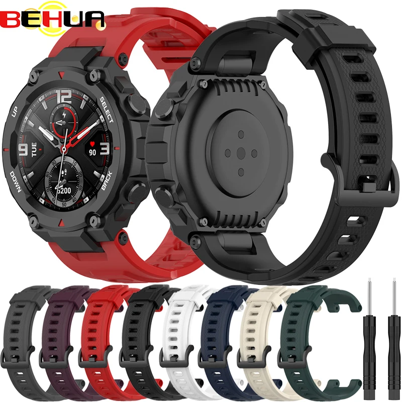 Мягкий силиконовый браслет со сменным инструментом, спортивный ремешок для Huami Amazfit T-Rex/T-Rex Pro, регулируемый ремешок для умных часов