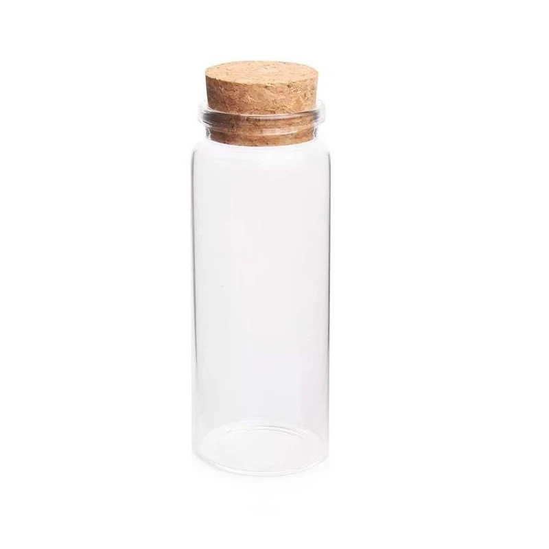 1PCS 50/100/150ml Cute Clear Glass Bottles With Cork Stopper Empty Spice Bottles Jars DIY Crafts Vials