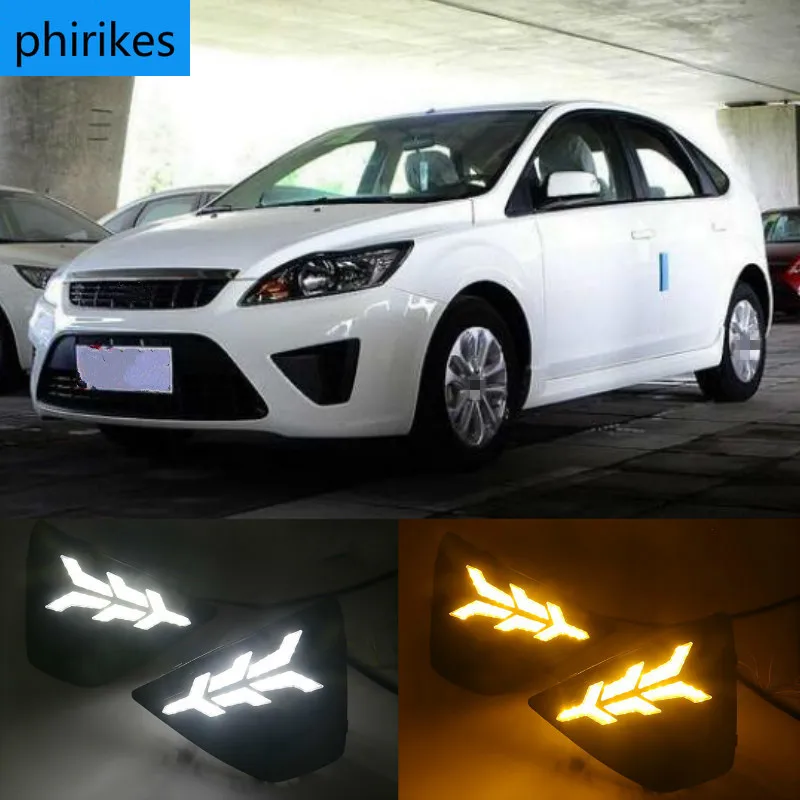 

DRL LED Fog Lamp Cover With Yellow Turning Signal Functions For Ford Focus 3 MK3 2009-2012 Daytime Running Light