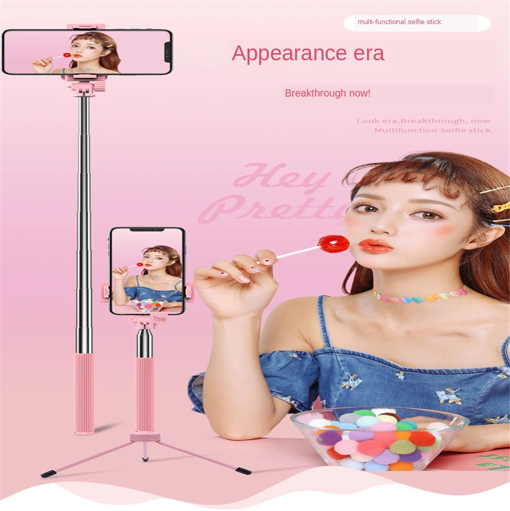 2021 stojak na telefon komórkowy Selfie Stick bezprzewodowy uchwyt do przenoszenia Bluetooth statyw z pilotem obrotowy do telefonu