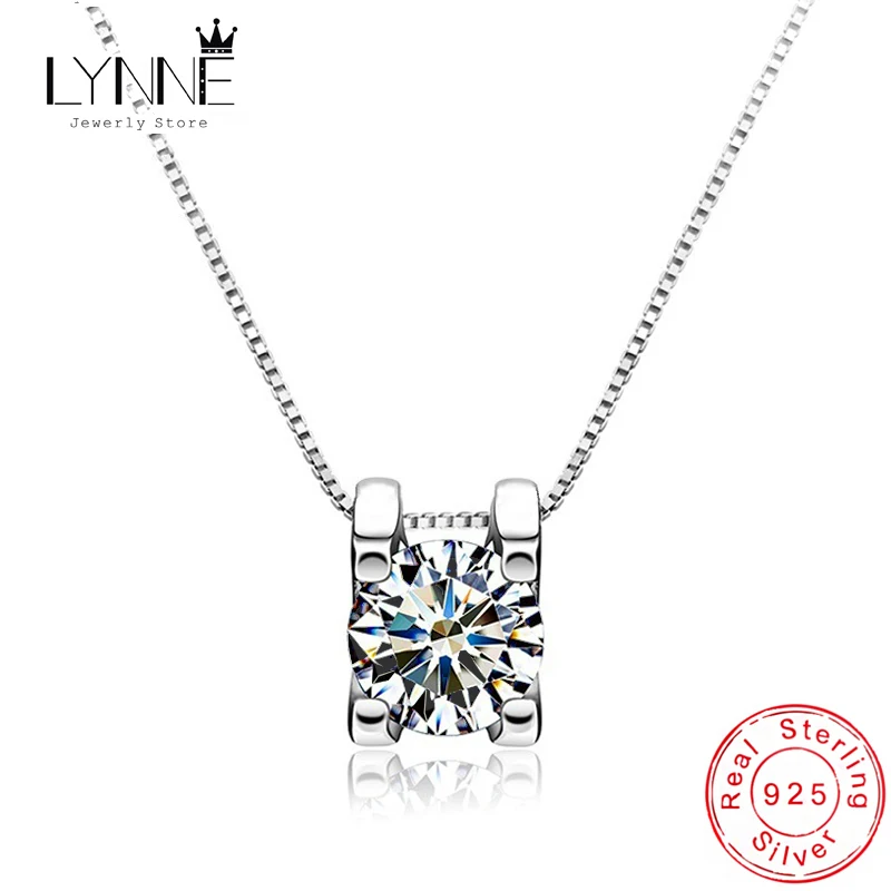 Nowe mody 925 srebro 6MM okrągłe AAA sześcienne cyrkonie wisiorki naszyjniki proste błyszczące Charm Neckalce damska biżuteria na prezent