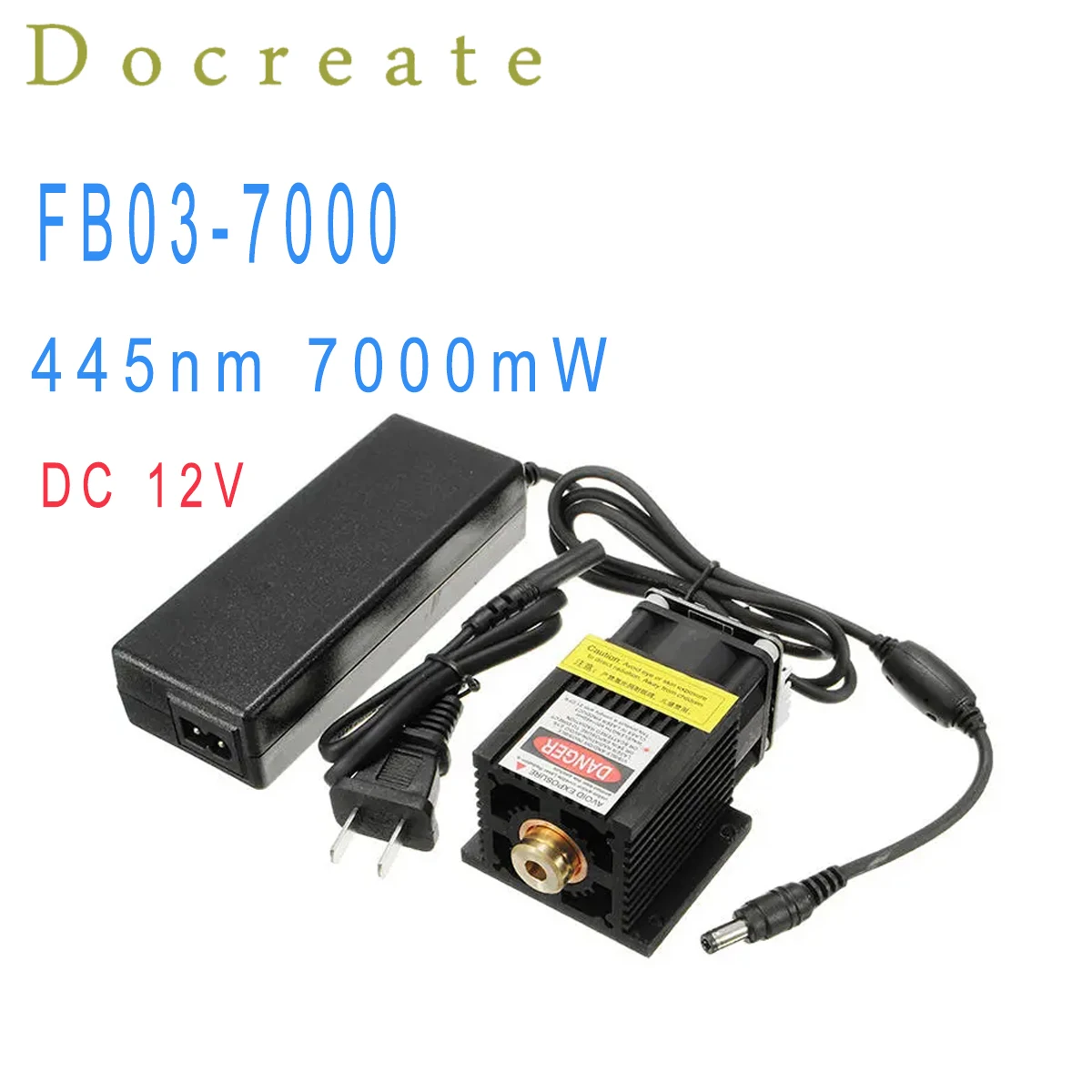 FB03-7000 445nm 7000mw módulo laser azul 7w foco fixo dc 12v ttl/modulação pwm com dissipador de calor diy máquina gravadora a laser para el