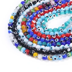 48-98Pcs 4 6 8mm Round Mix Color Evil Eye Beads Flower Spacer Loose Beads For Jewelry Making DIY Findings Needlework Beads
