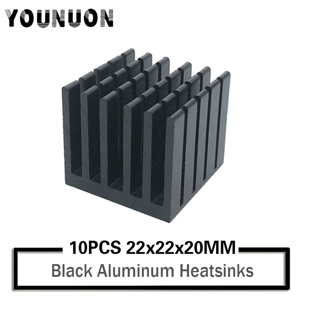 10pcs 22x22x20mm aluminum heat sink radiator heat sink for electronic chip IC LED motherboard chip with thermal Conductive Tape