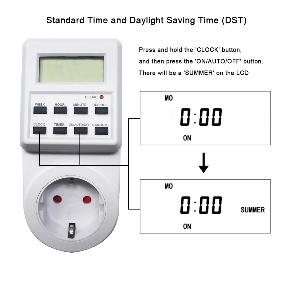 EU Plug Timer Switch Socket Save Energy 24/7 Days Digital Timer with Random and Summer Time Week Hour Programmable Socket AC 230