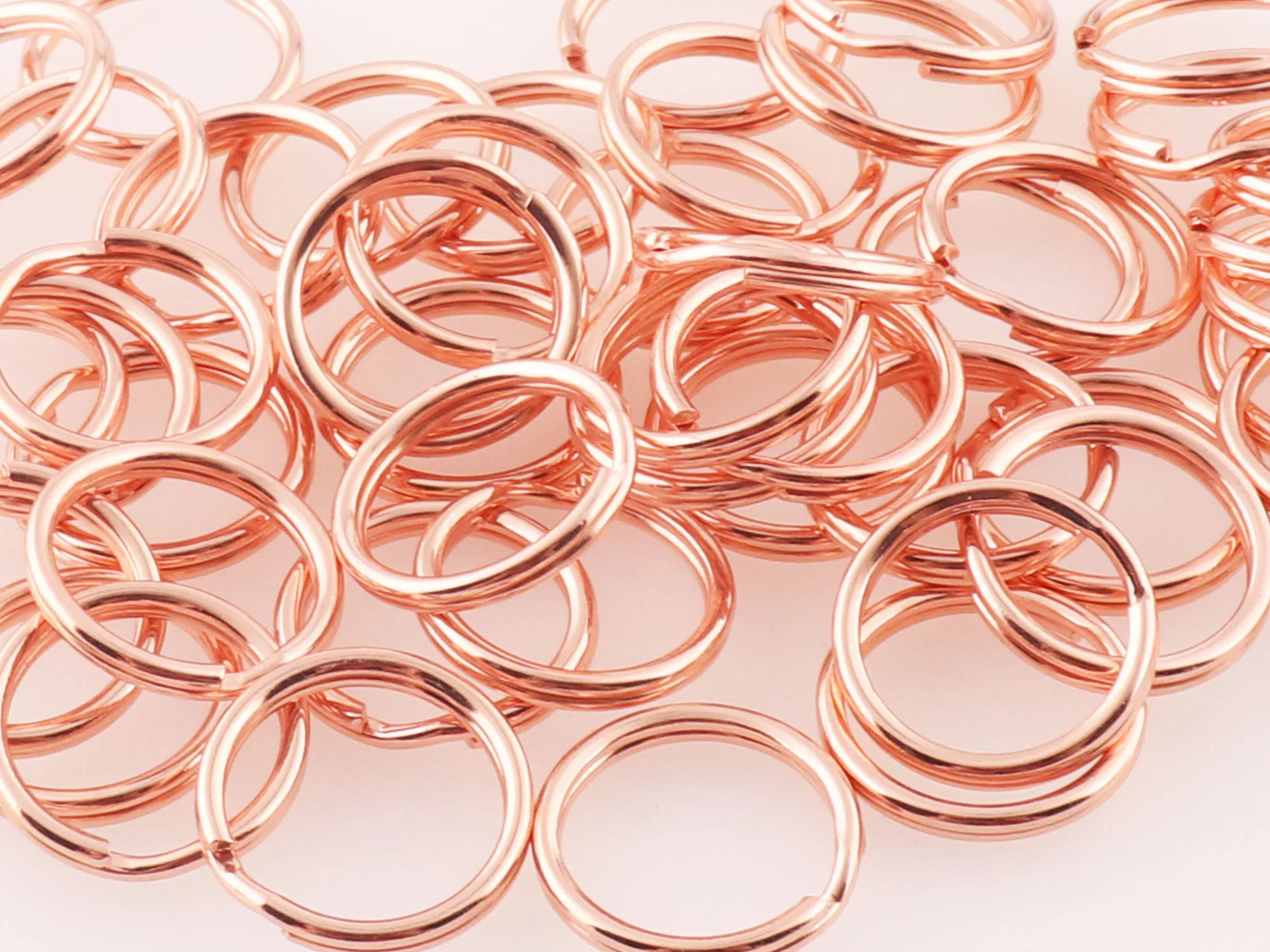 50 pcs Metal  Rose Gold Key Rings,Keychain Connectors Jump Rings,Split Rings Circle Key Rings,O Ring Loop For Key Holders,di