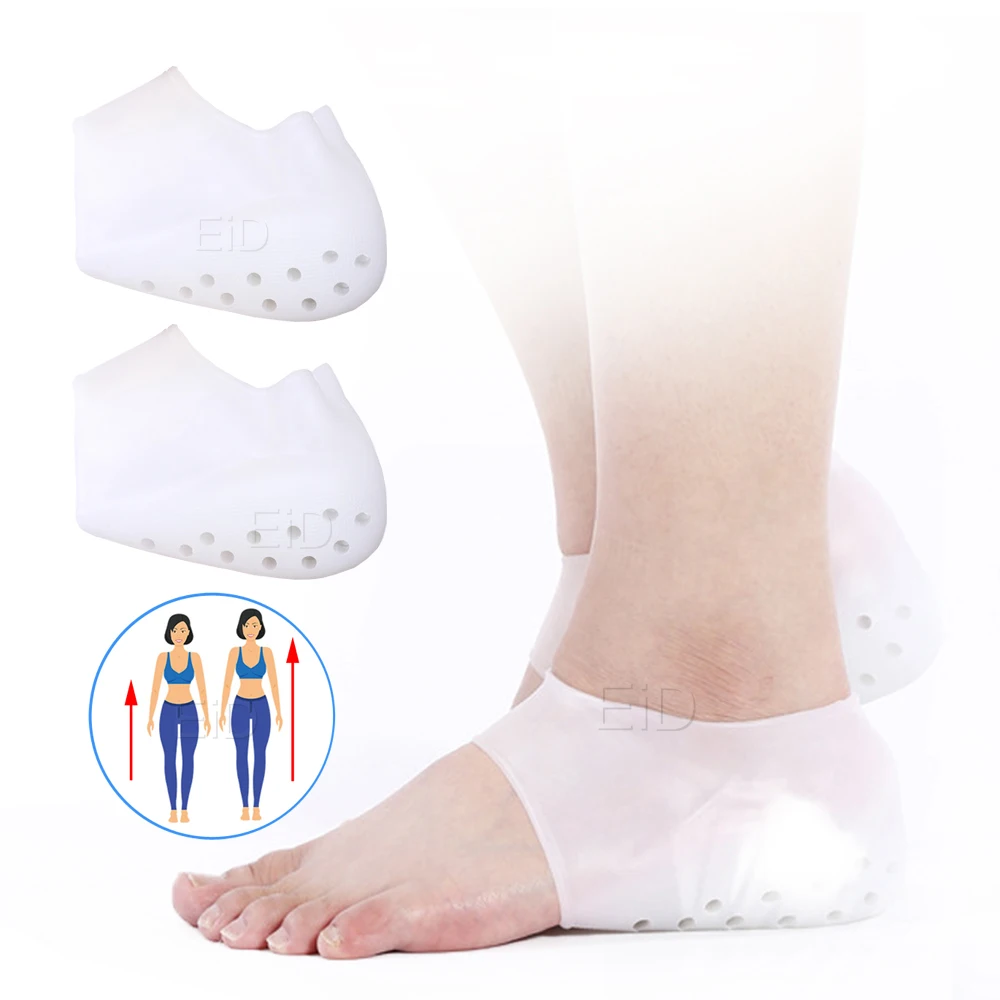 Invisible Height Increased Insole Silicone Heel Socks for Women Men insoles 2.5cm insoles for plantar fasciitis shoe sole White