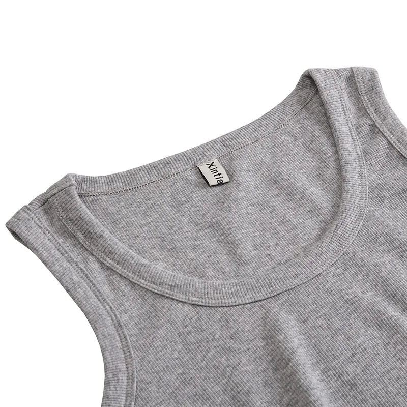 94% Cotton Women Tank Top Ribbed Sports Gym Tops Fashion Singlet Casual Sleeveless T-shirt  Close Fitting Camisole Vest M30284