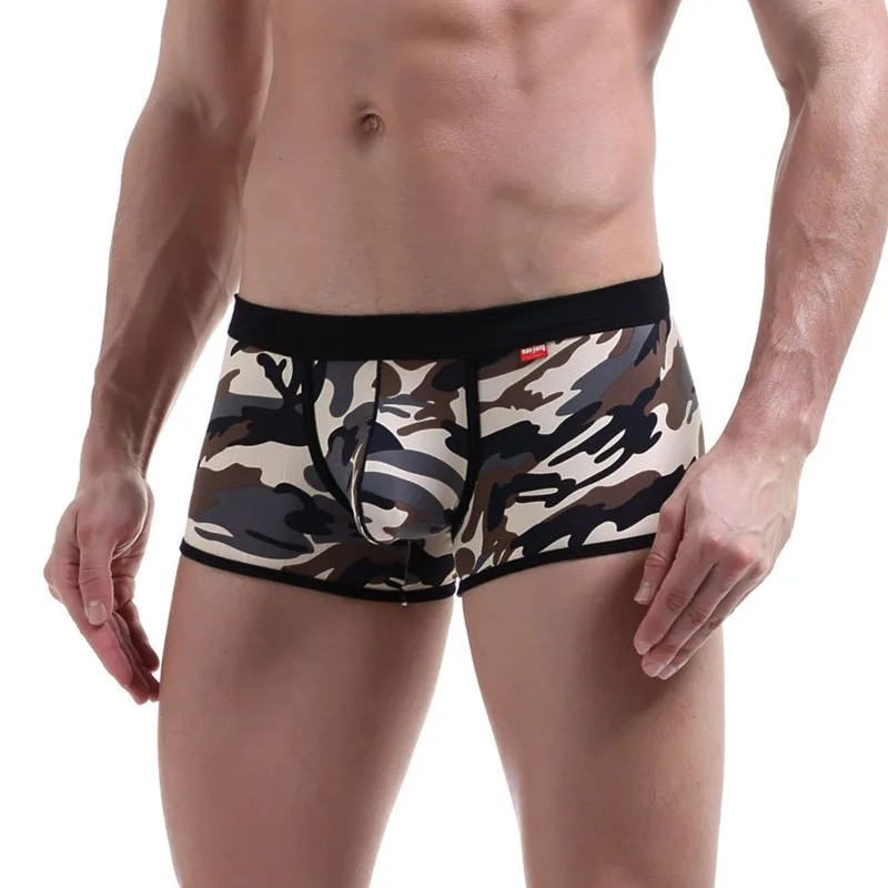 

Male Underwear Men Boxer Shorts Fashion Breathable U Convex Crotch Boxers Homme Sexy Tide Camouflage Printed Cueca Boxers