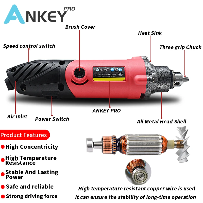 240W Mini High Power Electric Drill Dremel Style Recorder With 6 Variable Speed Positions For Rotary Tools Mini Grinder Engraver