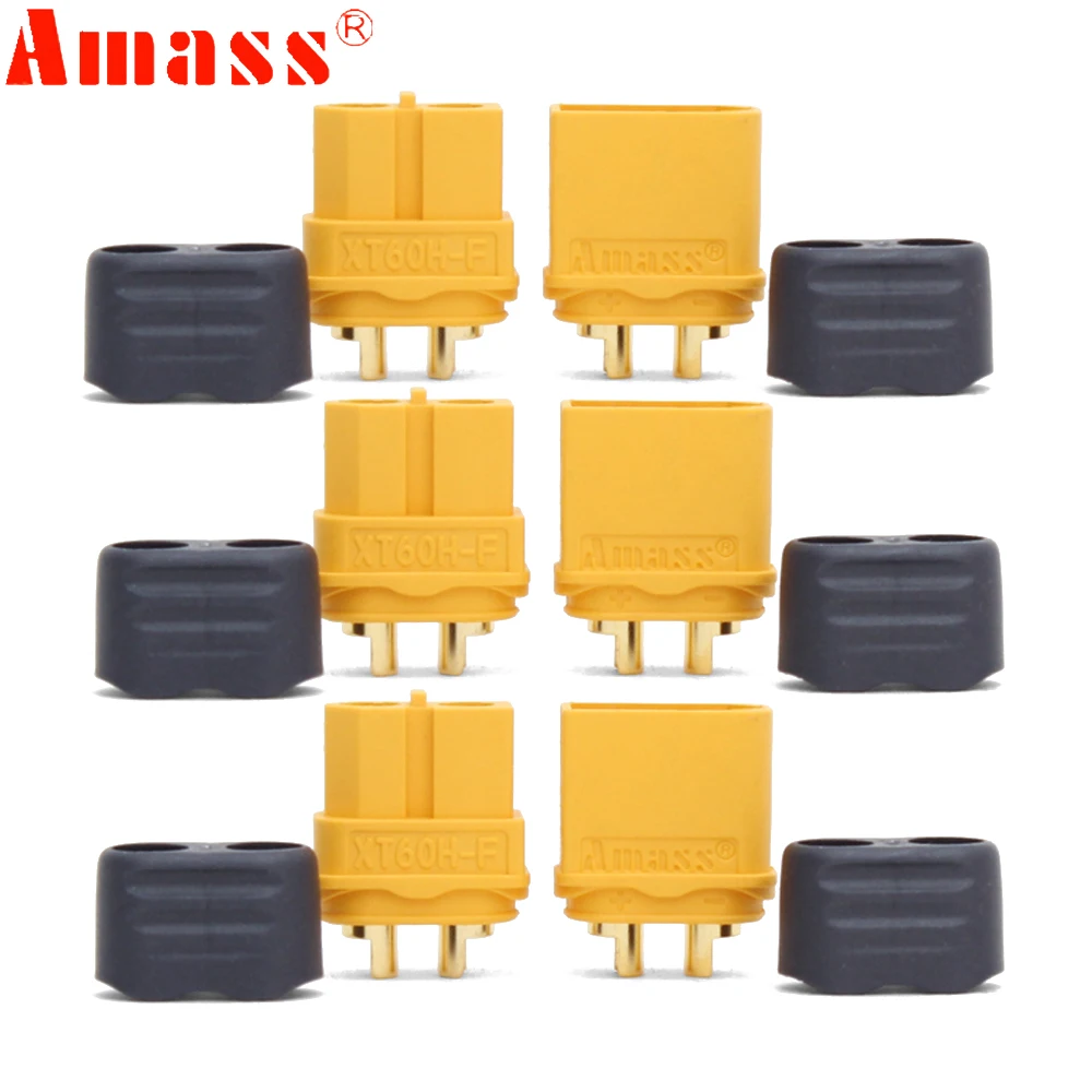 5pair/lot AMASS XT60+ XT60H XT 60 Plug Connectors 60A-100A 0.8mΩ With Sheath Housing For RC Lipo Battery Motor ESC Model Toy