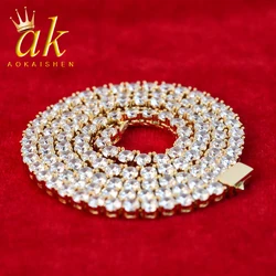 Aokaishen Tennis Chain Man Necklace Real Gold Plated Choker Hip Hop Fashion Jewelry for 2021 Trend