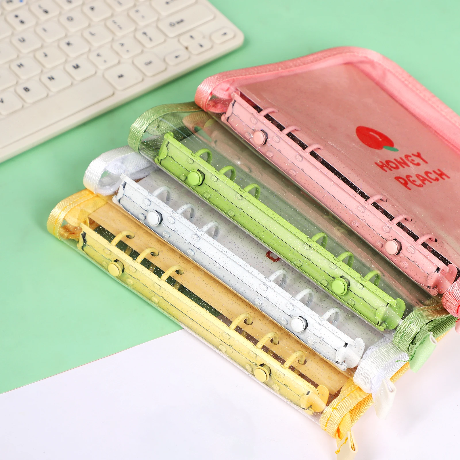 Creative Transparent Loose Leaf Book Kawaii A5/A6 Flashing ZipperBinder Notebook DIY Journal Writing Notepad Stationery Supplies