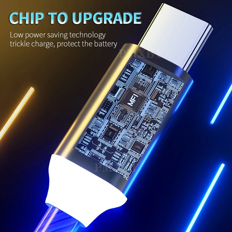 LED Glow Flowing Fast Charger Cable For Xiaomi Redmi Note 11 10 9 8 7 Pro Charging USB Cable For Huawei P20 P30 P40 Wire Cord