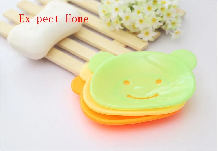 Cute Cartoon Smile Bear Shaped Soap Dish Creative Bathroom Home Decor Soap Tray Holder