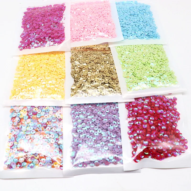 10g Multicolor Sequin Curved Cup Loose PVC Multi-Size 4mm 5mm Sequin Sewing Wedding Crafts Clothing Accessories Beaded Piece