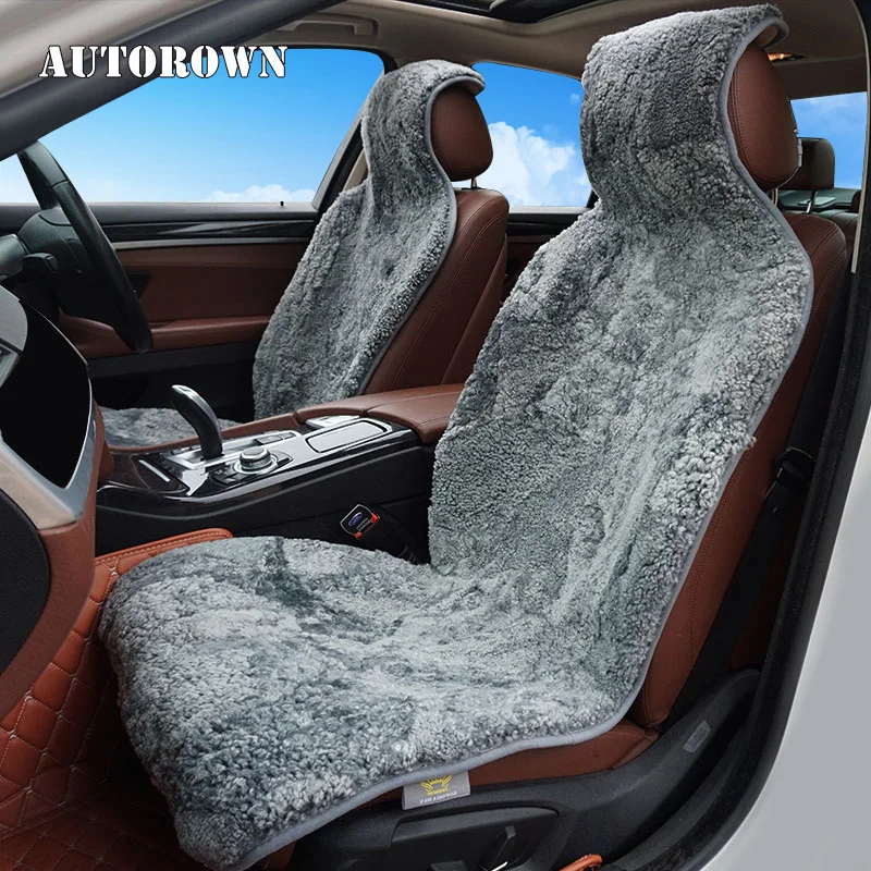 AUTOROWN 100% Australian Sheepskin Car Seat Covers Four Seasons Car Interior Accessories Universal For Toyota Mazda Kia Honda