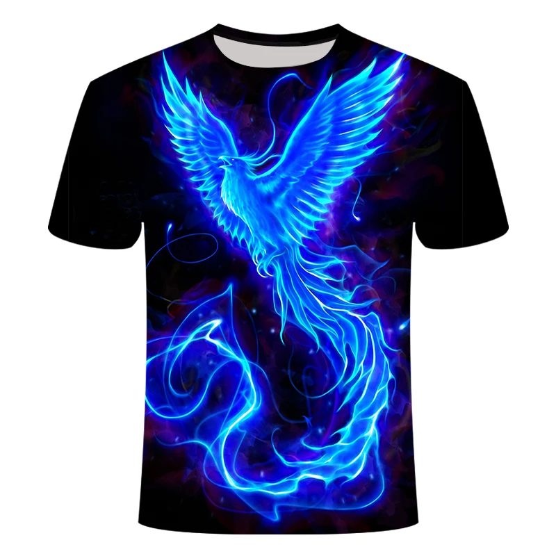 T-shirt manches courtes homme, estival et sympa, avec motif d\'oiseau fumé, à la mode, style graphique, intéressant, impression 3D, 2021