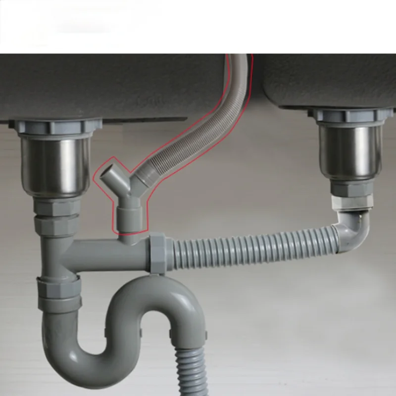 Talea pp material Drain hose joint Multifuntion tee piece Sink strainer hose flexible drain pipe Kitchen Fixtures