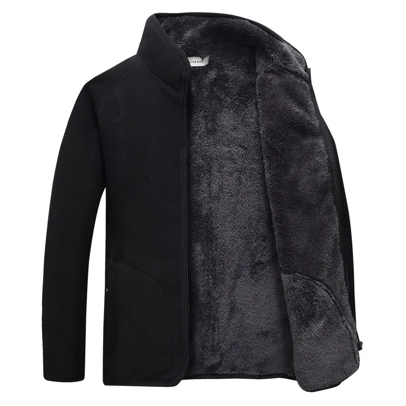 Fleece Men's Outdoor Plus Velvet Thick Sports Cardigan Plus-size Warm Hooded Raincoat Jacket Liner Polar Fleece Jacket