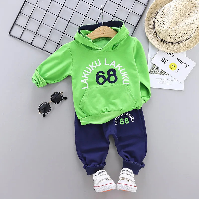 Toddler Cotton Tracksuit Autumn Baby Hooded Jacket Sets Children Boys Girls Cartoon Clothes Fashion Kids Hoodies Pants 2Pcs/set