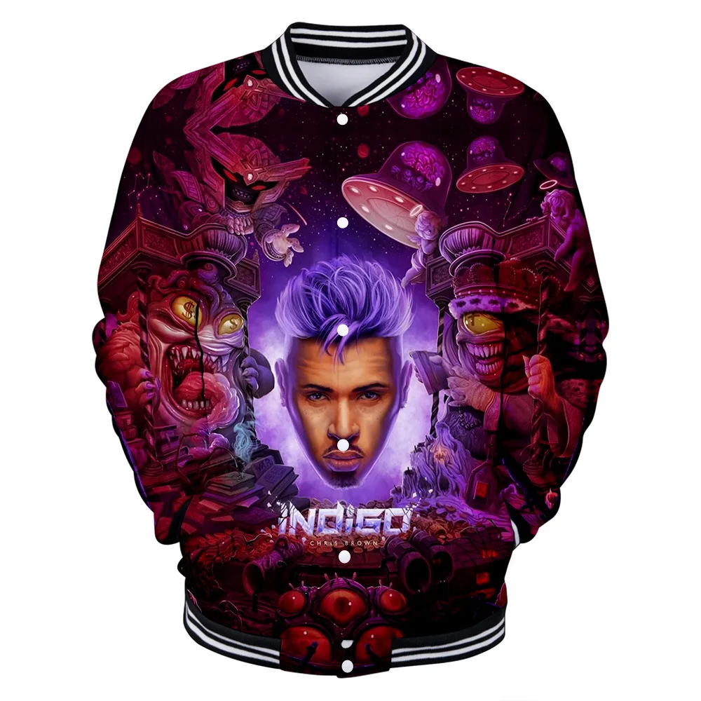 Breezy Chris Brown 3D Print Baseball Jacket for Men, Bomber Jacket, OupillStreetwear, Casual Survêtement, Hip Hop Hoodies, Sweatshirt