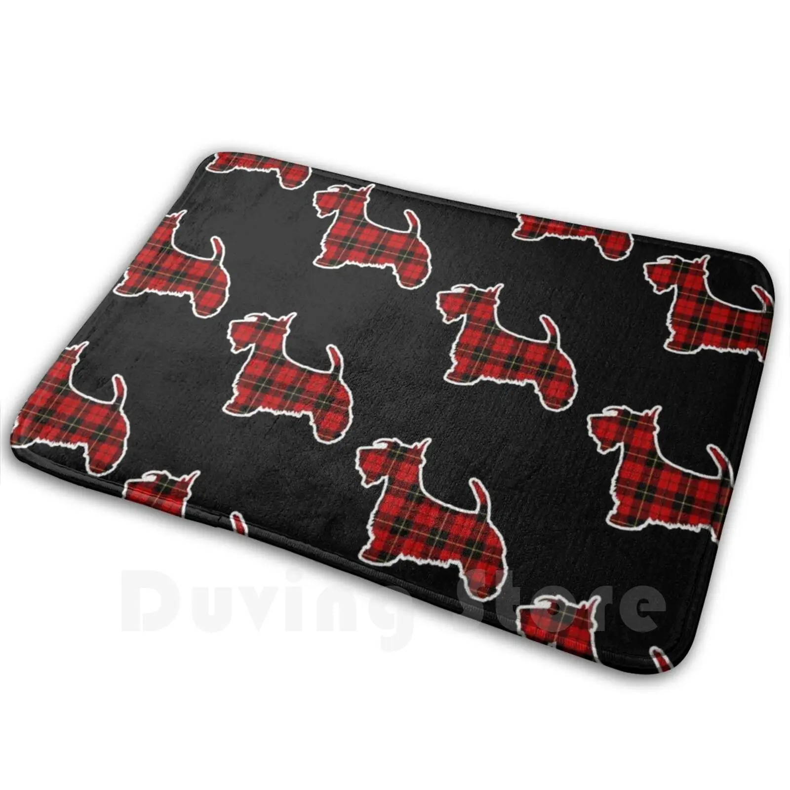 Clan Wallace Red Tartan Scottie Dog Clothing | Scottish Tartan On Black Carpet 819 Carpet Red