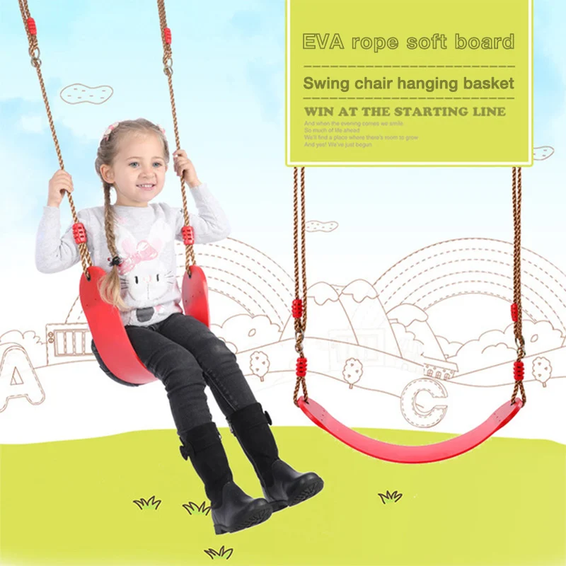 Children Boy Girl Outdoor Garden Tree Swing Rope Seat For Kids Color EVA Soft Board U-shaped Swing Kindergarten Playground Swing