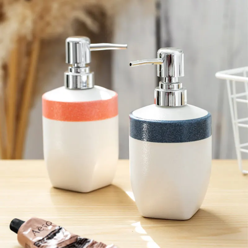 

Nordic Home Bathroom Accessories Frosted Ceramic Hand Sanitizer Bottles Liquid Soap Dispenser Bottle Shampoo Bottle