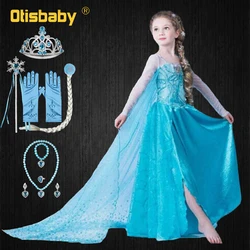 Girls Elsa Dress Evening Party Baby Girl Elza Pageant Tulle Long Sleeve Dress Toddler Girl Elsa Princess Birthday Party Dresses