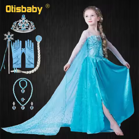Fairy Girls Dress Evening Party Baby Girl Elza Pageant Tulle Long Sleeve Dress Toddler Girl Princess Birthday Party Dresses