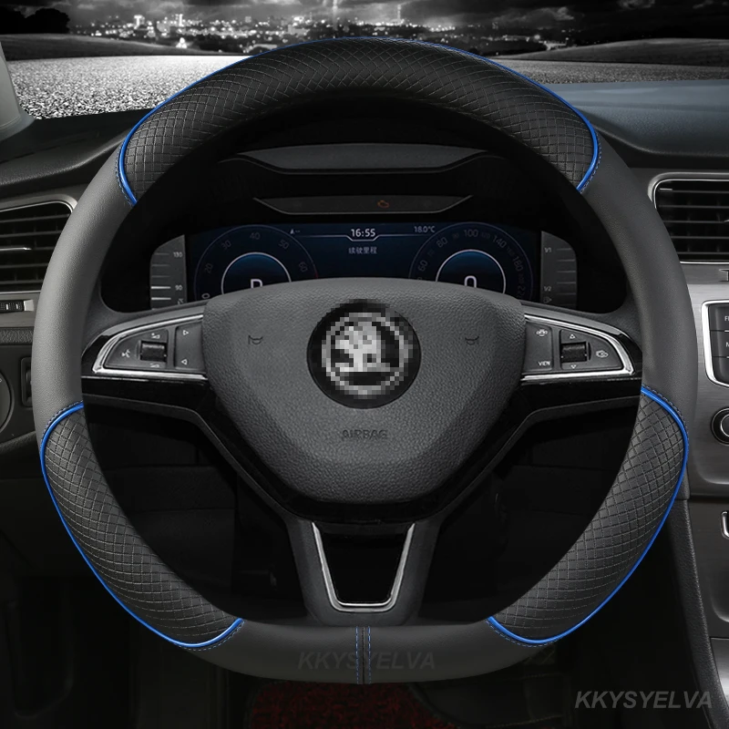 Microfiber Leather Car Steering Wheel Cover for Skoda fabia 1 2 octavia 1 2 3 A3 A5 yeti roomster superb Auto Accessories