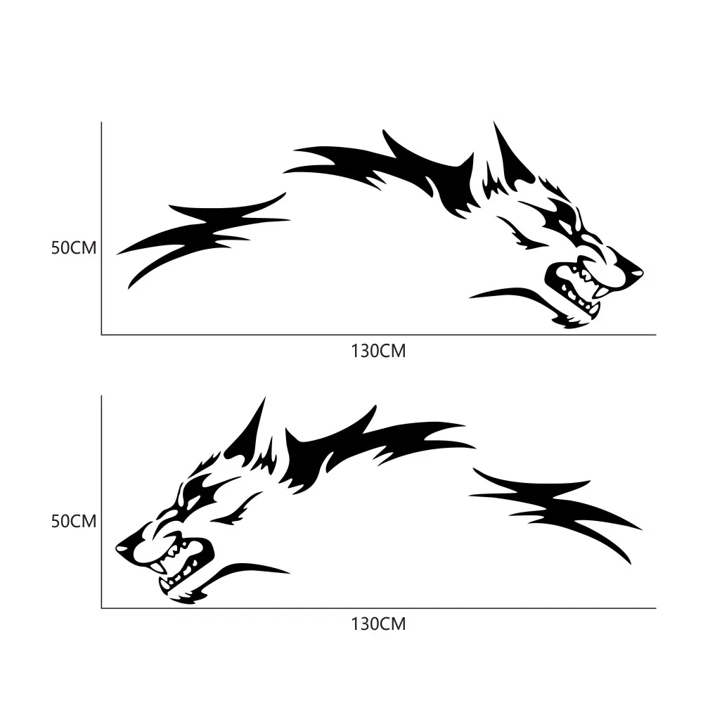 2PC Large Size Car Stickers Coyote Wolf Grunge Design Vinyl Decals Door Side Pickup Vehicle Truck Car Sticker Set Of Two